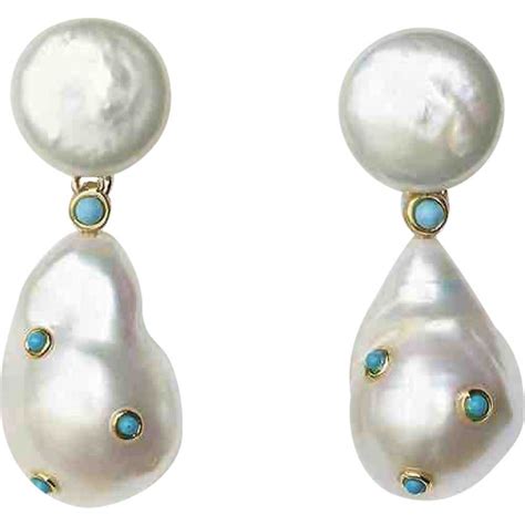 celine baroque pearl earrings price|Baroque earrings in cultured pearls, turquoise and brass with.